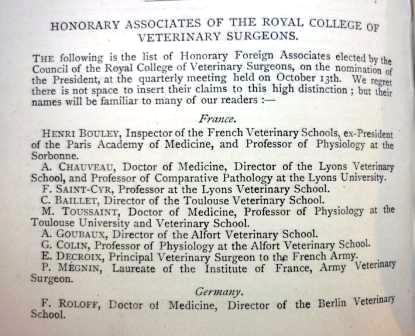 Section of the list of Honorary Associates 1880 